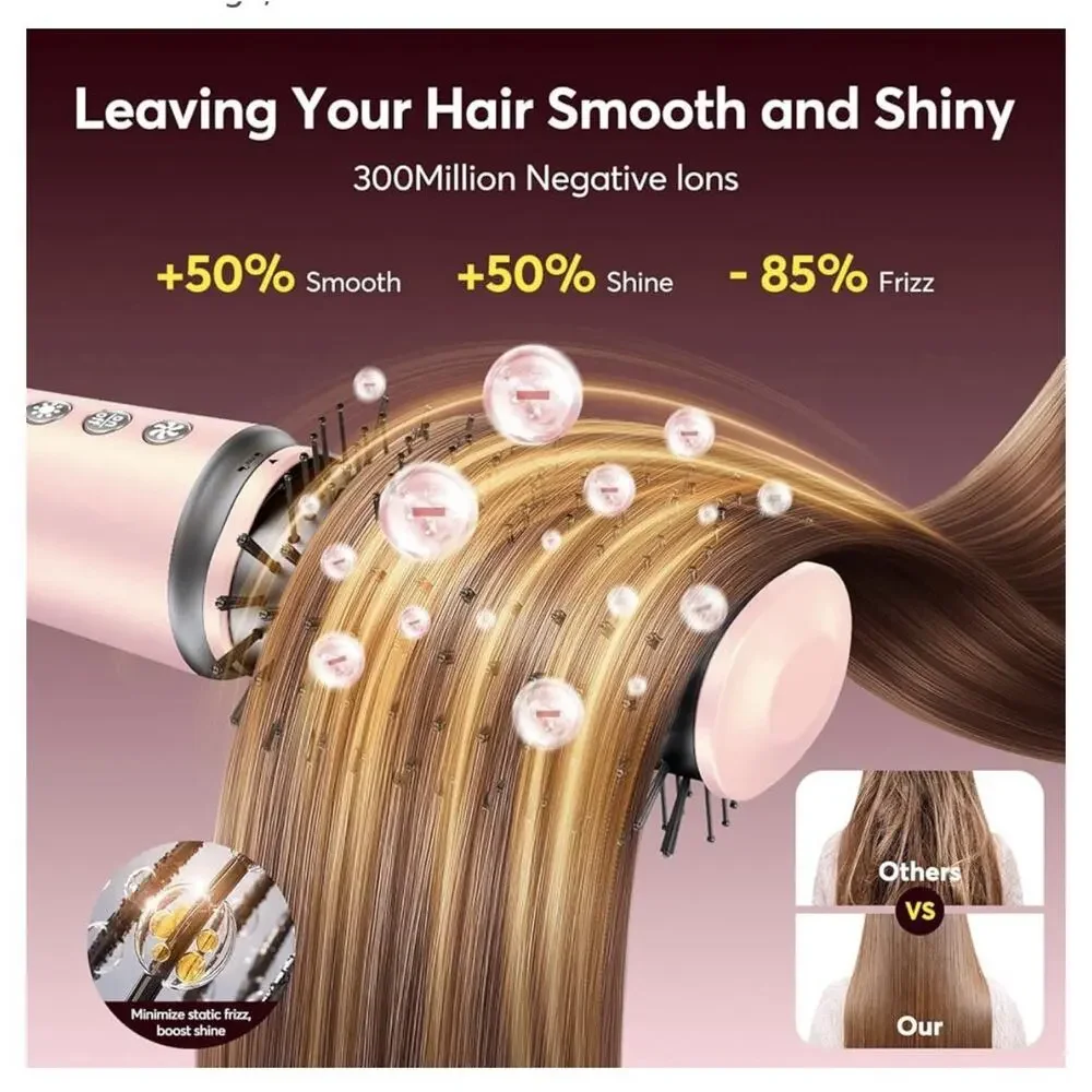 Bopcal 5-in-1 Air Wrap Hair Styler w/ Travel Bag, Pink Curler Dryer Straightener - Picture 6 of 11